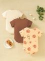 SHEIN 3pcs Infant Boys' Round Neck Short Sleeve Bodysuit