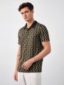 Manfinity Homme Men's Knitted Casual Short Sleeve Polo Shirt With Chain Pattern