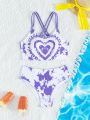 Tween Girls' Tie-Dye Printing Swimsuit Set