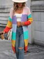 Color Block Drop Shoulder Duster Cardigan