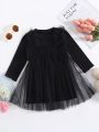 Baby Girls' Black Mesh Patchwork Dress