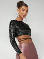 SHEIN BAE Women's Cropped Backless Top