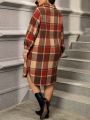 SHEIN CURVE+ Plus Size Split Plaid Dress