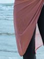 SHEIN Swim Mulvari Women's Long Sleeve One-piece Swimwear With Matching Skirt Cover-up