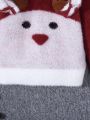 SHEIN Boys' Cute Loose-style Long Sleeve Round Neck Christmas Reindeer Antler Design Sweater