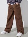 Teenage Boys' Cool Street-Style Loose Brown Jeans