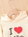 Baby Boys' Heart Print Hooded Sweatshirt And Pants Set