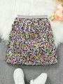 SHEIN Kids SUNSHNE Girls' Colorful Sequin Decor Casual A-Line Skirt