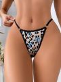 Leopard & Butterfly Pattern Print Thong Panties