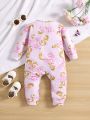 Baby Girls' Baroque Style Flower Patterned Jumpsuit