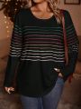 SHEIN LUNE Plus Striped Print Tee