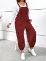 SHEIN LUNE Plus Flap Pocket Side Overall Jumpsuit Without Tee