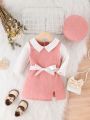 Baby Girls' Casual Long Sleeve Fake Two Pieces Dress For Autumn