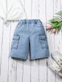 Girls' Straight Leg Jeans With Small Flap Pockets