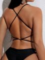 SHEIN Swim SXY Women's Strappy Backless Bikini Top