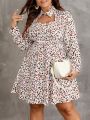 SHEIN Frenchy Plus Size Full Printed Long Sleeve Dress