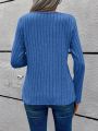 Solid Color Ribbed Knit Asymmetrical Neck Hollow Out T-Shirt