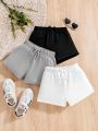 SHEIN Kids EVRYDAY Little Girls' Knotted Waistband Shorts