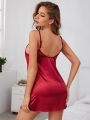 Solid Satin Strappy Night Dress