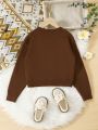 Tween Girls' Casual Basic Round Neck Solid Color Pullover Sweater