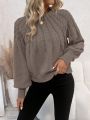 SHEIN Essnce Women's Solid Color Lantern Sleeve Sweater