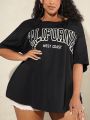 SHEIN CURVE+ Plus Size Letter Printed T-shirt