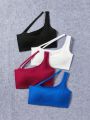 Women's Seamless Sports Bra With Single Shoulder Strap (Three Colors)