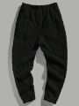 Manfinity Men's Teddy Jogger Pants With Drawstring Waist & Letter Patch Detail