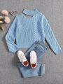 Girls' (big) Twisted Knit Irregular Neckline Sweater