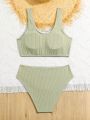 Teen Girls' Ribbed Sleeveless Swimsuit Set