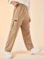 SHEIN Teenage Boy's Loose Fit Workwear Style Straight Leg Cargo Pants