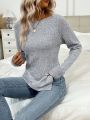 SHEIN LUNE Slit Side Sweater With Dropped Shoulder Sleeve