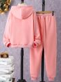 Girls' Letter Printed Hoodie And Pants Set