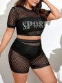 SHEIN Swim SPRTY Plus Size Vest Style Bikini 4pcs Separated Swimsuit