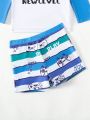 Boys' Separated Swimming Suit With Printed Text