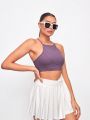 SHEIN VARSITIE Sports  Yoga Basic Chest Cup  With TANK TOP