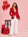 SHEIN Clasi Women's Alentine's Day  Notched Lapel Collar Blazer