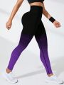 Yoga Party Ombre Print Tummy Control Sports Leggings