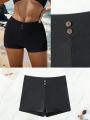 Women's Button Decor Swim Bottom