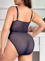 Plus Size Women's Sexy Lace Mesh Bodysuit Lingerie