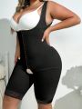 Plus Hook And Eye Contrast Lace Shapewear Bodysuit Without Bra