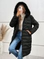 SHEIN Frenchy Ladies' Hooded Padded Jacket With Collar