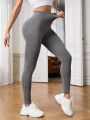 SHEIN Yoga Basic Running Tight Leggings With High Waist, Butt Lifting And Tummy Control For Fitness