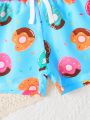 Baby Boys Donuts Print Drawstring Waist Swim Shorts