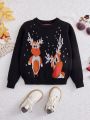 SHEIN Tween Girl Christmas Cartoon Pattern Sweater