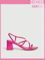 Cuccoo Everyday Collection Woman Shoes  Valentine Day Sling Back Detail Hot Pink Chunky Heel Sandals