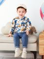 Baby Boys' Cartoon Car Fun Print Casual Outdoor Jacket For Spring