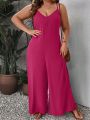 SHEIN VCAY Plus Size Women's Sleeveless Wide Leg Jumpsuit