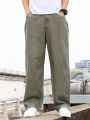 Men Slant Pocket Loose Fit Wide Leg Jeans