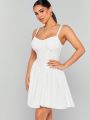 Mienne Lace Trim Ruched Bust Flare Dress